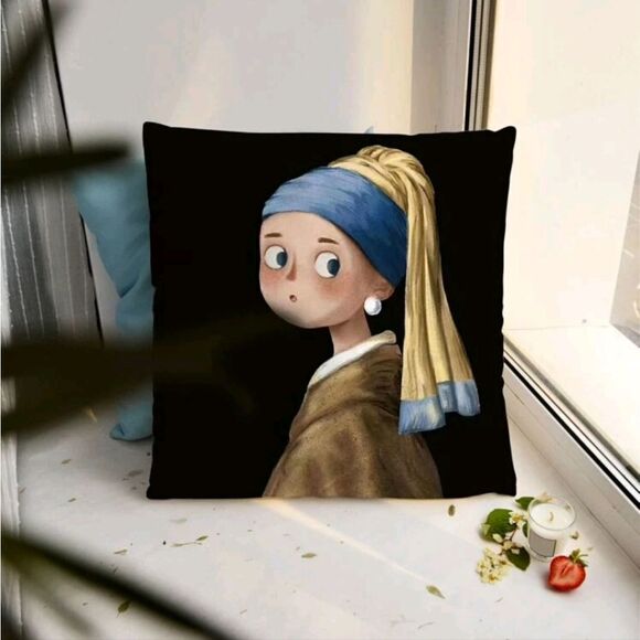 Girl With the Pearl Earring Pillow Cover - Picture 1 of 5